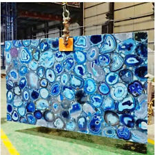 48x30" Blue Natural Agate Stone Dining & Coffee Tabletop Handmade Furniture Der"