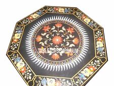 24 Black Marble Top Coffee Table Inlay Carnelian Floral Art Christmas Decor"