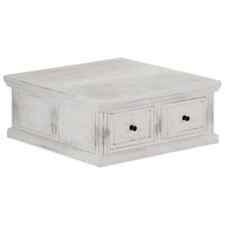 Coffee Table White 70x70x30 cm Solid Mango Wood