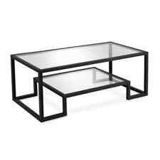 Meyer and Cross Glass Top Coffee Table 17 x 20" Rectangle Metal Blackened"