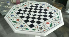 18 marble chess table top center inlay pietra dura green malachite room decor"