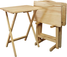 5Pcs Tray Table Set, Natural (New), 14.75 in X 19 in X 25.5 In