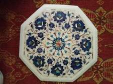 12 white marble table top center coffee inlay lapis antique stone decor w60"