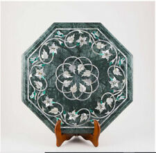 18 green marble Table Top coffee center Inlay Pietra Dura Art Marquetry a5"