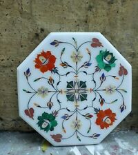 12'' white marble table top inlay malachite center coffee antique home decor e10