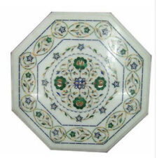 2' white Marble Table Top coffee center Antique Malachite Inlay home decor j955