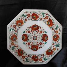 15'' white Marble Center corner Table Top flower stone Inlay lapis malachite w15