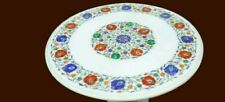 2' white Marble Table Top coffee center Malachite Inlay home decor antique j99