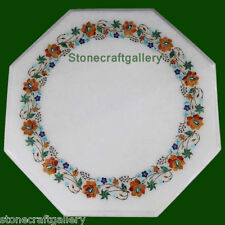 16 Marble Table Top White Inlay Pietra dura​ Handicraft Home Decors and Gifts"