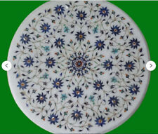 2' white Marble Table Top center Coffee Antique lapis malachite Inlay decor q42