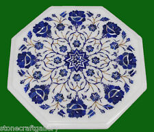 12 x 12" Marble Corner Table Top Lapis Inlay Handicraft​s Work For Home Decor"