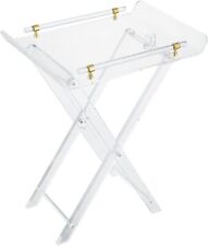 LIKENOW Furniture Acrylic Folding Tray Tables for Living 1-Tier-B, Clear