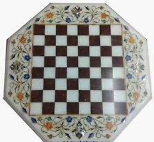 Marble 18 Chess game Table Top Marble Inlay Work Home Garden Decor"