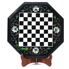 12 Marble Chess Table Top Gems Inlaid Hand Made Marquetry Floral Art Home Decor"