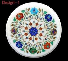 12 white round Marble Table Top center coffee inlay malachite Decor p15 X-mas"