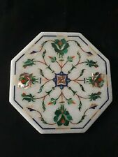 12'' white marble table top inlay malachite center coffee antique home decor e6