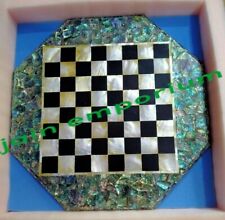 24'' Black Marble Chess Table Top Pietra Dura Inlay Children Game Kids c1