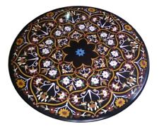 30x30" Black Marble Side Table Top Marquetry Inlay Furniture Home Decor Gifts"