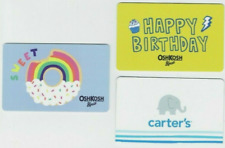 Carters & Oshkosh Gift Card - LOT of 3 - Elephant, Cupcake, Donut - No Value