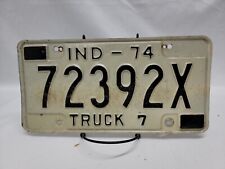 1974 Vintage Original INDIANA Truck License Plate 72392X Rustic Automotive Decor