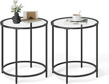 Round Side Tables, Set 2, Glass End Tables Metal Frame, Black Coffee Tables Mode - Fontana - US