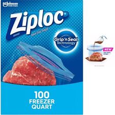 Ziploc Quart Freezer Bags Food Storage Stand-Up Bottom Easy to Fill 100 Count