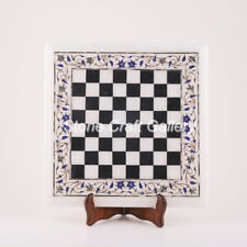 18 Marble Chess Table Semi Precious stones Floral lapis Inlay Handmade"