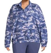 Reebok Jacket Pullover Woman Plus 3X Purple Camo Pocket Mesh Lined Logo Active