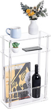 Acrylic Narrow End Table for Small Spaces, Slim Side Table with Magazine Holder, - Toronto - Canada