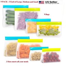 Reusable Silicone Food Fresh Bag Seal Storage Container Freezer Ziplock(9Pack)