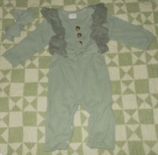 NWOT, Unbranded 1 Piece Outfit with Hairbow, Green, 0-3 Months, Item #27