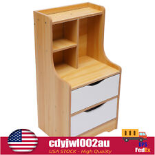 Bedroom End Side Bedside Table Nightstand Organizer with 2 Drawers Storage Wood - Mumbai - India