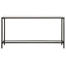 Classic Minimalist Black Steel Console Table 60 in Wide Mirror Top Glass Shelf - Mumbai - India