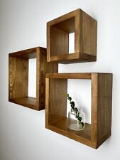 Set Of 3 Floating Cube Shelves, Quality Wood Shelving, Plant Display, Bathroom - Mumbai - India