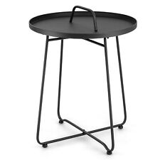 Outdoor Side Table Round Coffee Table for Terrace Garden Living Room Study Black - Fontana - US