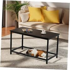 Small Black Coffee Table Simple Modern Open S(31.5x15.7x17.7) All Black Small - Miami - US