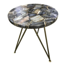 Natural Wild Agate Console End Table , Agate Round Side Table For Home Decors