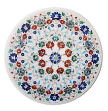 18 white Marble table Top inlay Pietra Dura marquetry art work decor"