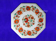 12 Marble Corner Table top handmade Carnelian inlay semi precious stones Work"