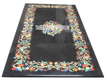 4'x2' Black Marble Dining Table Top Pietradure Inlay Furniture Mosaic Arts Decor