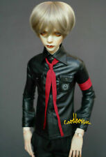 1/3SD BJD Clothes Male Doll Outfit Black PU Leather Shirt+Red Scarf+Arm Belt DF