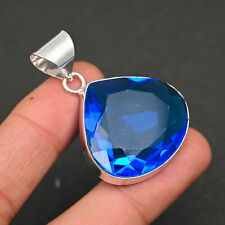 London Blue Topaz Gemstone 925 Sterling Silver Women Jewelry Gift Pendant a325