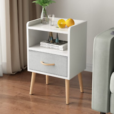 Nightstand with Fabric Drawer, Bedside Table with Solid Wood Legs, Minimalist an - Toronto - Canada