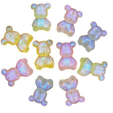 10 Mixed Color Transparent Acrylic Bear Charm Beads 12mm Craft DIY Accessories c