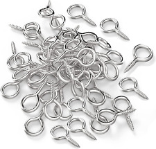 Silver 1 Inch Screw Eyes Metal Eye Hooks Small Eyelet Screws, 50 Pcs - Denver - US