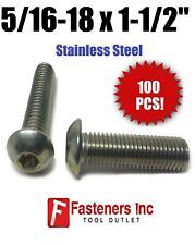 (Qty 100) 5/16-18 x 1-1/2 Button Head Socket Cap Screw Stainless Steel Screws - Redding - US"