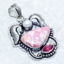 Rhodochrosite, Rubellite Gemstone Handmade Silver Jewelry Pendant 2.1 PRJ12997"