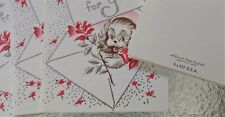 5 Vintage Small Gift Cards Puppy Pink Flower Quaint Shop