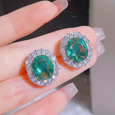 New Party Jewelry Charm Paraiba Green Citrine gemstone Women Silver Stud earring