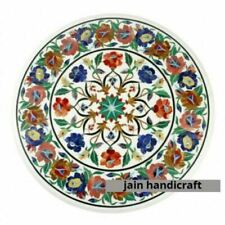 16 white Marble Center Table Top Semi Precious Stones round Inlay Home w131"